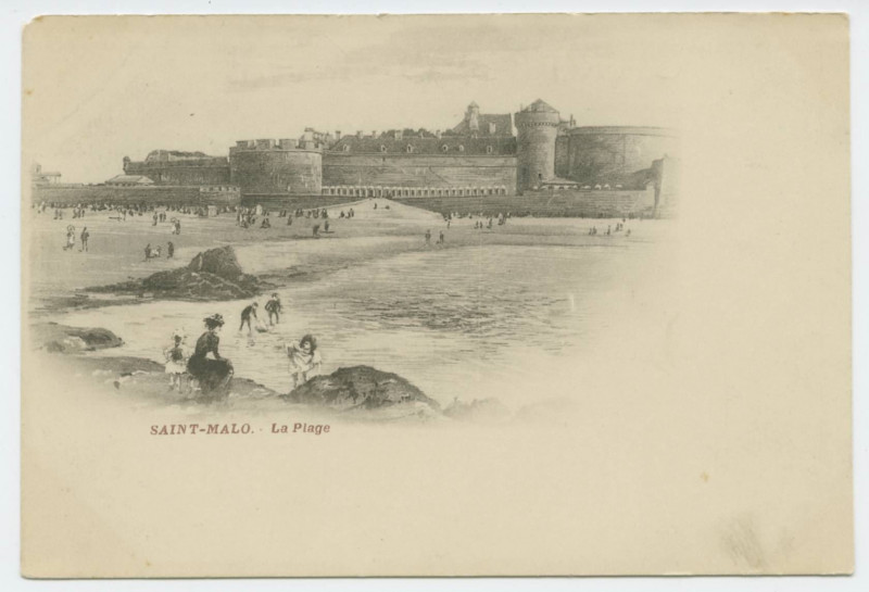 Carte postale ancienne Saint-Malo - La plage.