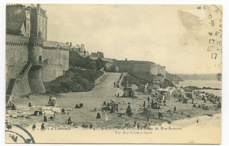 Carte postale ancienne 9  Saint-Malo - La plage Bon Secours.