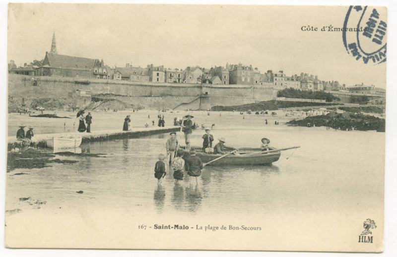 Carte postale ancienne 167  Saint-Malo - La plage Bon Secours.