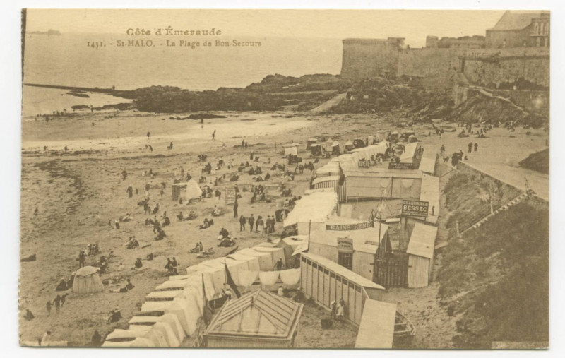 Carte postale ancienne 1431  Saint-Malo - La plage Bon Secours.