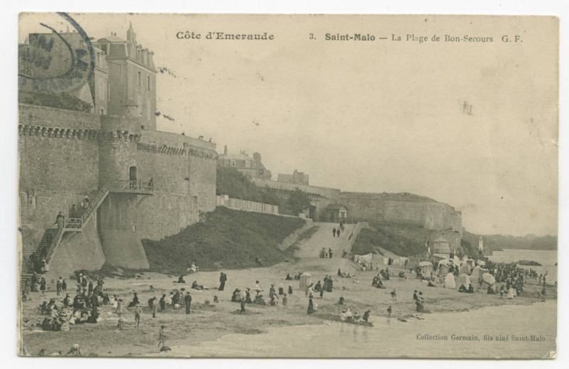 Carte postale ancienne 3  Saint-Malo - La plage de Bon-Secours.