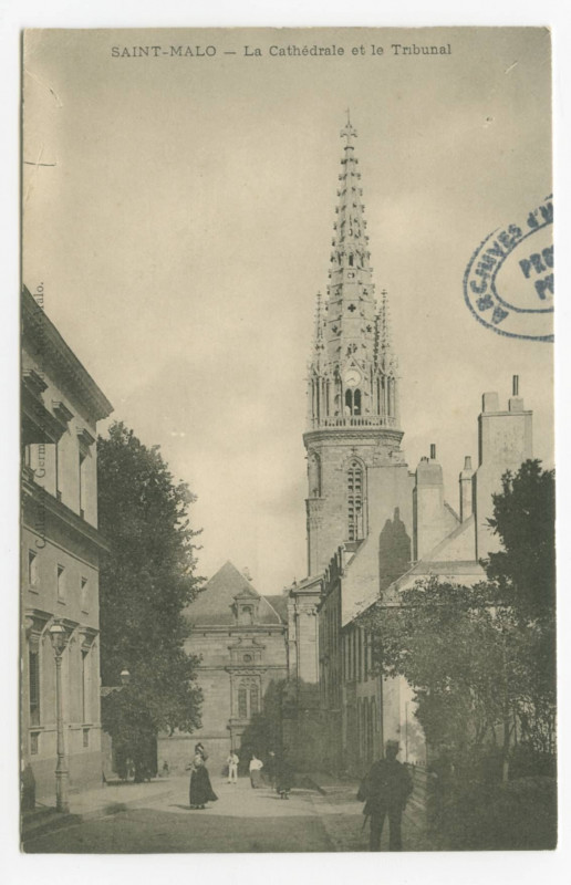 Carte postale ancienne Saint-Malo - La cathédrale et le tribunal.