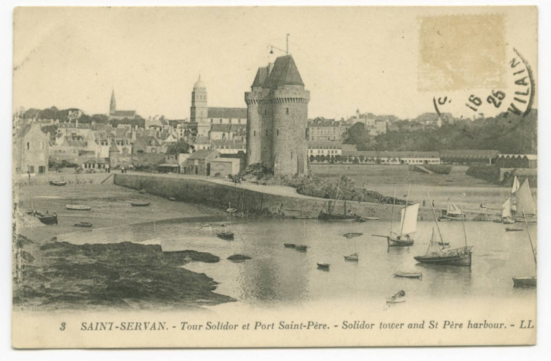 Carte postale ancienne 3.- Saint-Servan. - Tour Solidor et port Saint-Pierre - Solidor tower and St Père harbour.- Ll