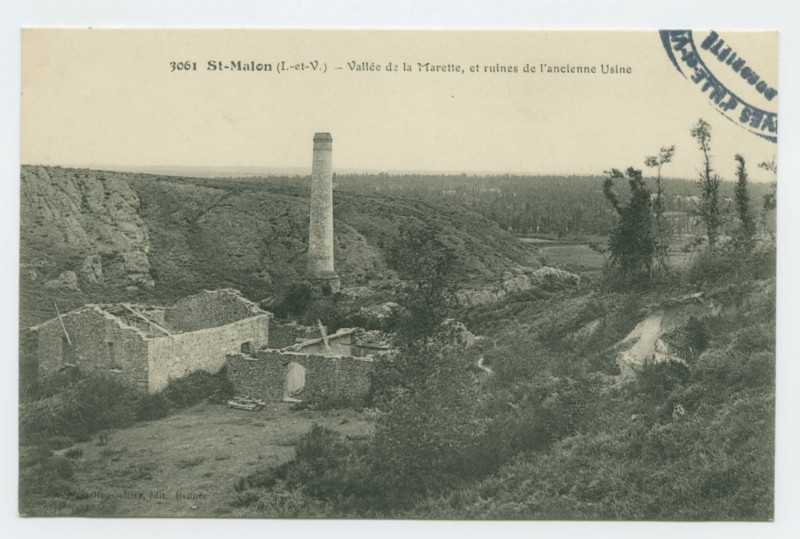 Carte postale ancienne 3061. Saint-Malon (I.-&-V.) - Vallée de la Marette, et ruines de l'ancienne Usine