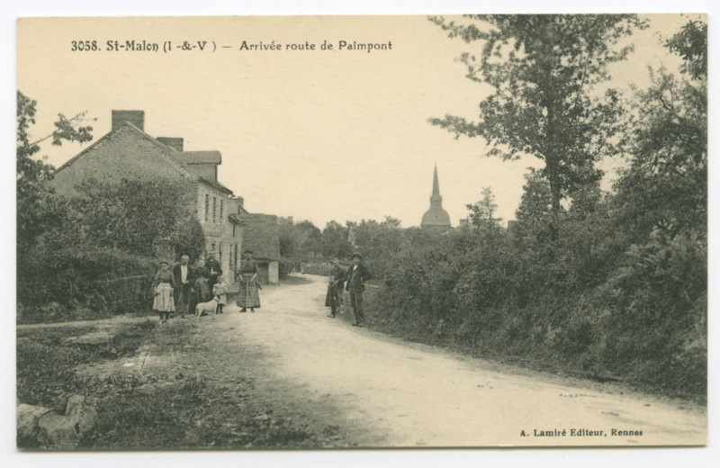 Carte postale ancienne 3058. Saint-Malon (I.-&-V.) - Arrivée route de Paimpont