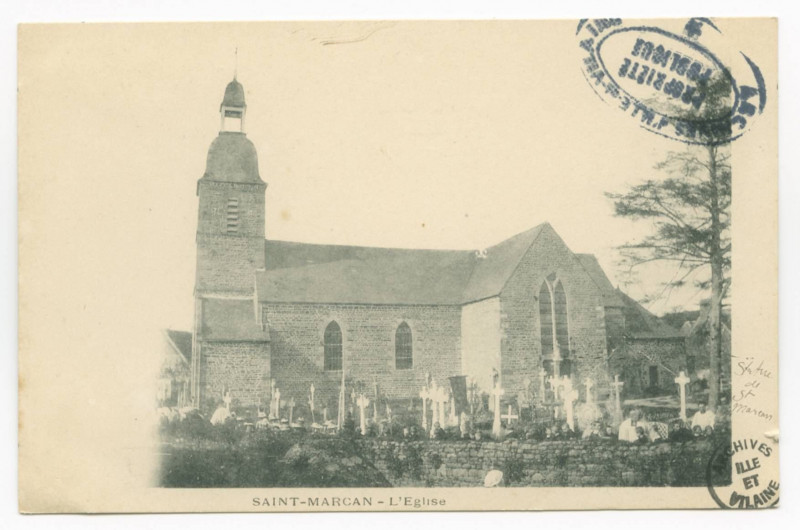 Carte postale ancienne Saint-Marcan - L'Eglise