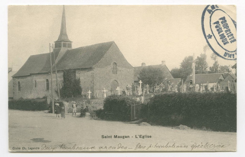 Carte postale ancienne Saint-Maugan - L'Eglise.