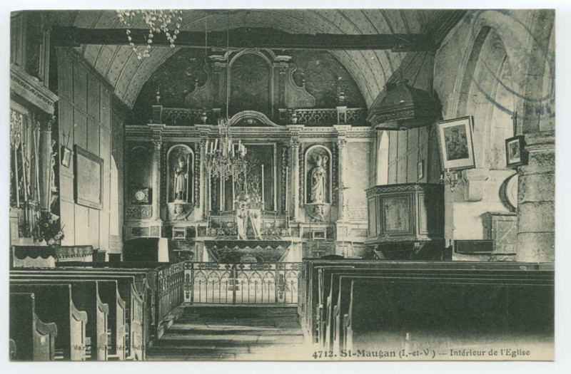 Carte postale ancienne 4712. St-Maugan (I.-et-V.) - Intérieur de l'Eglise.