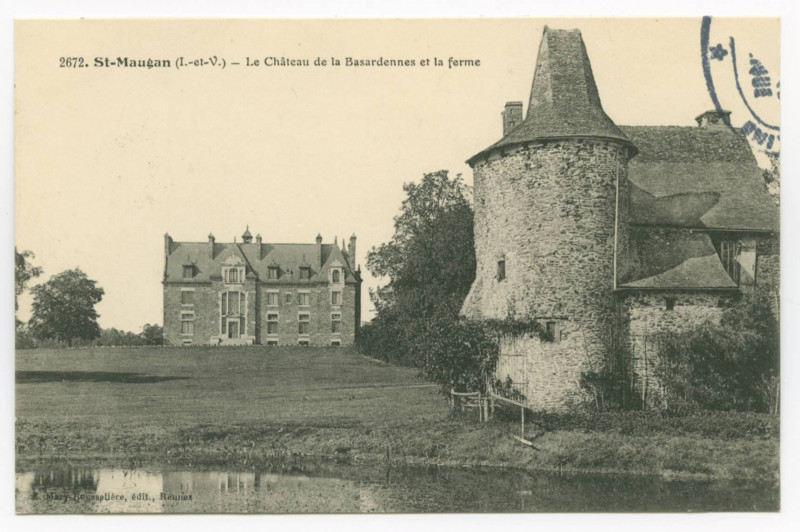 Carte postale ancienne 2672. St-Maugan (I.-et-V.) - Le Château de la Basardennes et la ferme