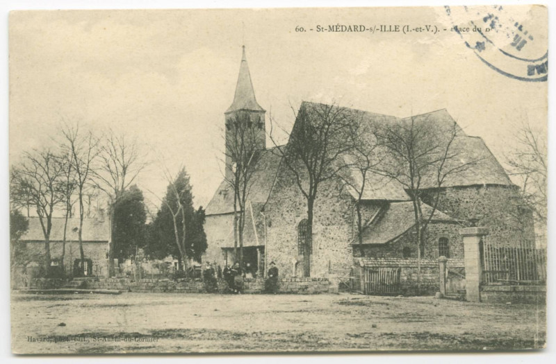 Carte postale ancienne 60. - St-Medard-S/-Ille (I.-et-V.). - Place du Bourg