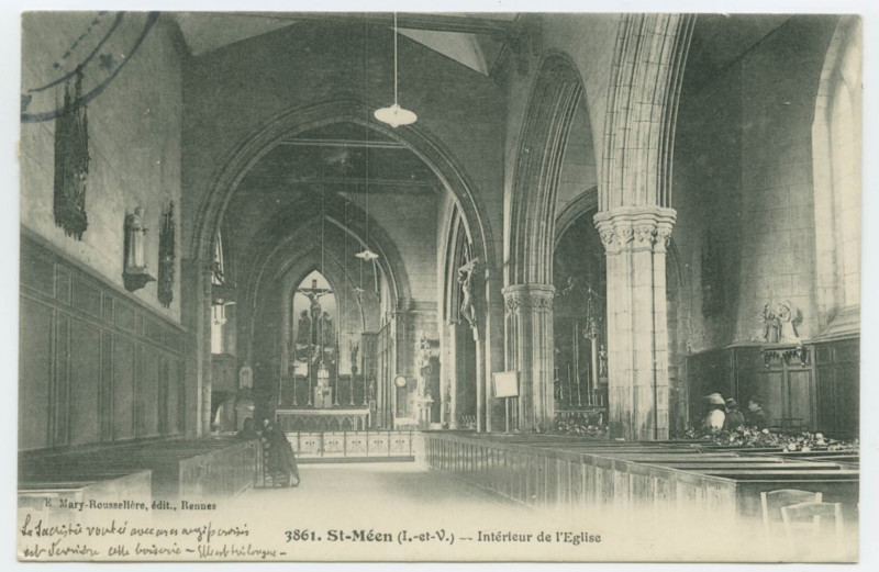 Carte postale ancienne 3861. St-Méen (I.-et-V.) - Intérieur de l'Eglise