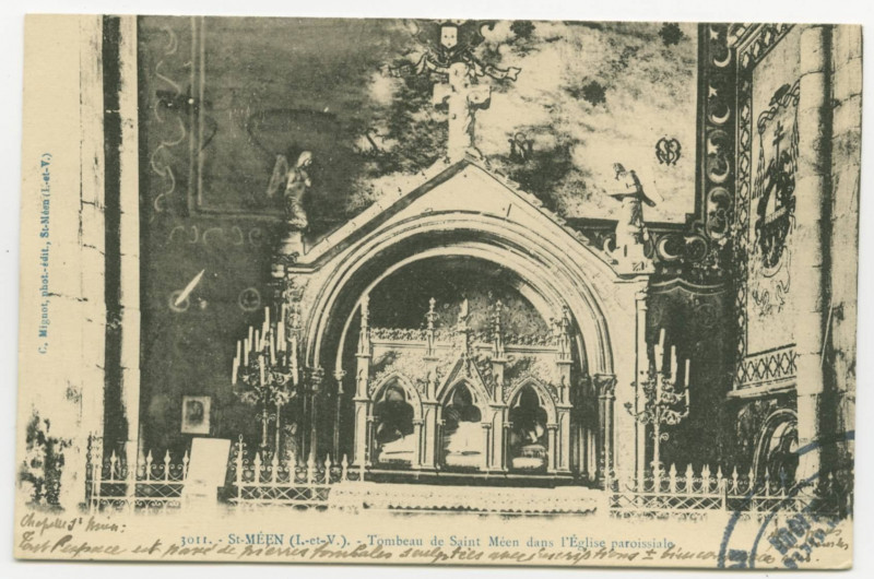Carte postale ancienne 3011. - St-Meen (I.-et-V.). - Tombeau de Saint-Méen dans l'Eglise paroissiale.