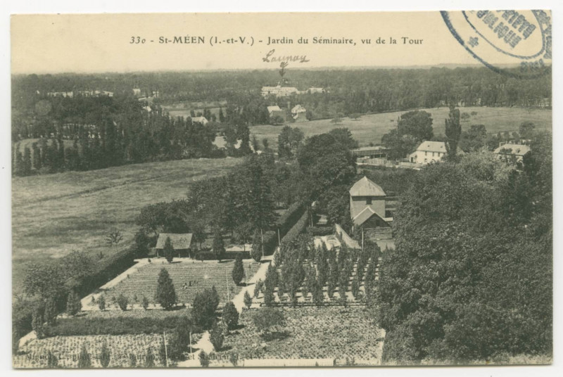 Carte postale ancienne 330 -  St-Meen (I.-et-V.) - Jardin du Séminaire, vu de la Tour.