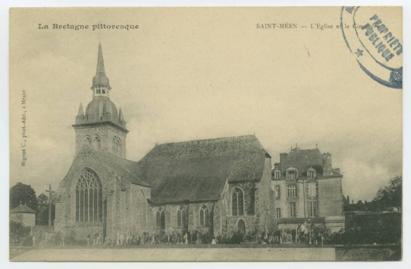 Carte postale ancienne Saint-Meen - L'Eglise et le Cimetière.