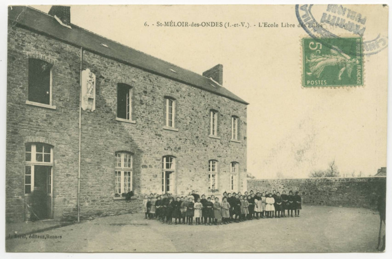 Carte postale ancienne 6 - St-Meloir-des-Ondes (I.-et-V.) - L'Ecole Libre des Filles