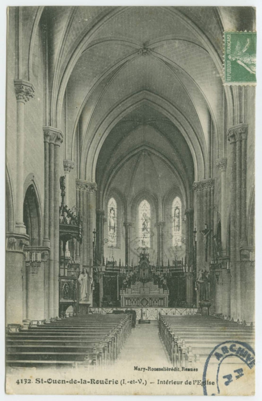 Carte postale ancienne 4132.  St-Ouen-de-la-Rouërie (I.-et-V.) - Intérieur de l'Eglise.