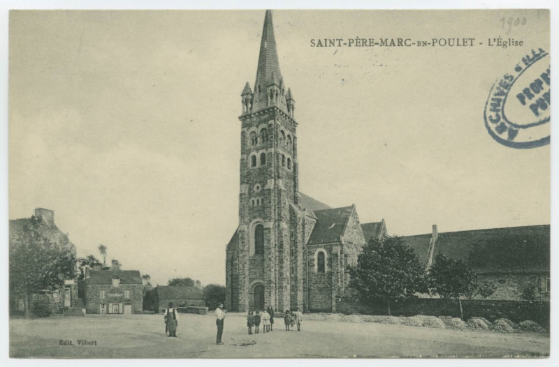 Carte postale ancienne Saint-Pere-Marc-En-Poulet - L'Eglise.