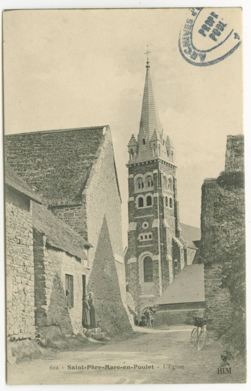 Carte postale ancienne 602 - Saint-Père-Marc-en-Poulet - L'Eglise.