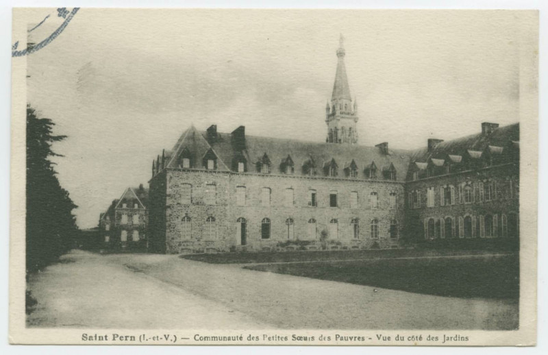 Carte postale ancienne Saint-Pern (I.-et-V.) - Communauté des Petites Soeurs des Pauvres. Vue du côté des Jardins.
