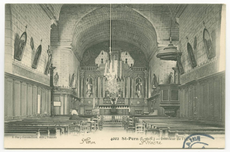Carte postale ancienne 4002. St-Pern (I.-et-V.) - Intérieur de l'Eglise.