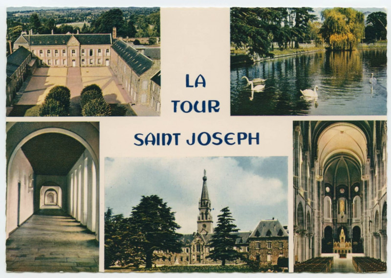 Carte postale ancienne La Tour Saint-Joseph.  Saint-Pern (I.-et-V.) Mx R 59 - La Tour Saint-Joseph. La Maison-Mère, l'étang, le Cloître, le Noviciat et l'intérieur de la