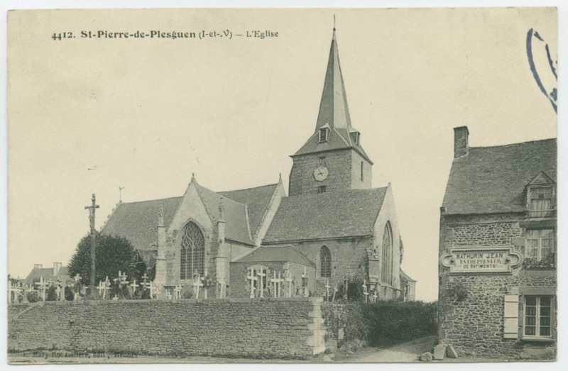 Carte postale ancienne 4412. St-Pierre-de-Plesguen (I.-et-V.) - L'Eglise.