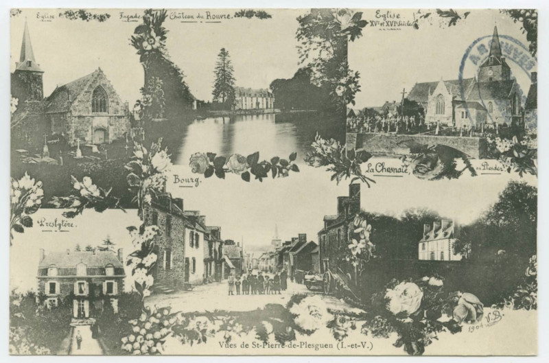 Carte postale ancienne 6 petites Vues de St-Pierre-de-Plesguen (I.-et-V.)
