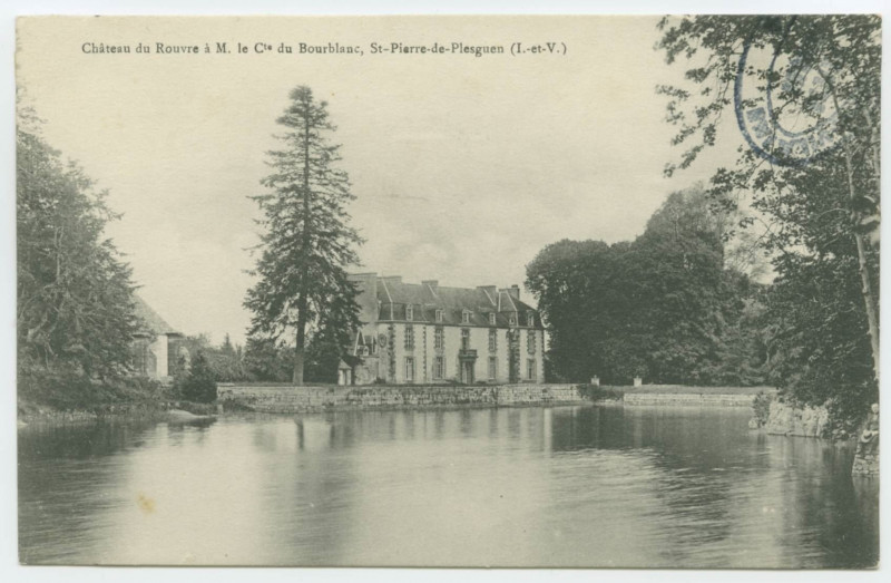Carte postale ancienne Château du rouvre à M. le Comte du Bourblanc, St-Pierre-de-Plesguen (I.-et-V.)