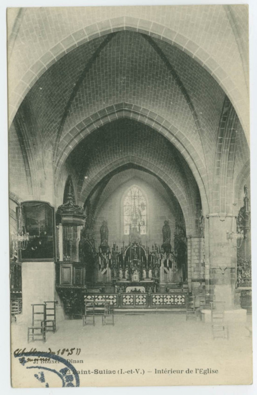 Carte postale ancienne 13. - Saint-Suliac (I.-et-V.) - Intérieur de l'Eglise.