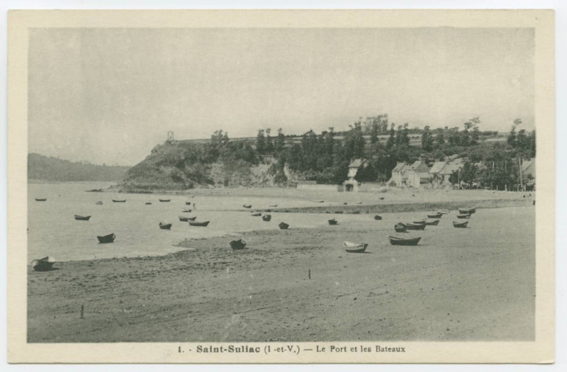 Carte postale ancienne 1. - Saint-Suliac (I.-et-V.)  - Le Port et les Bateaux