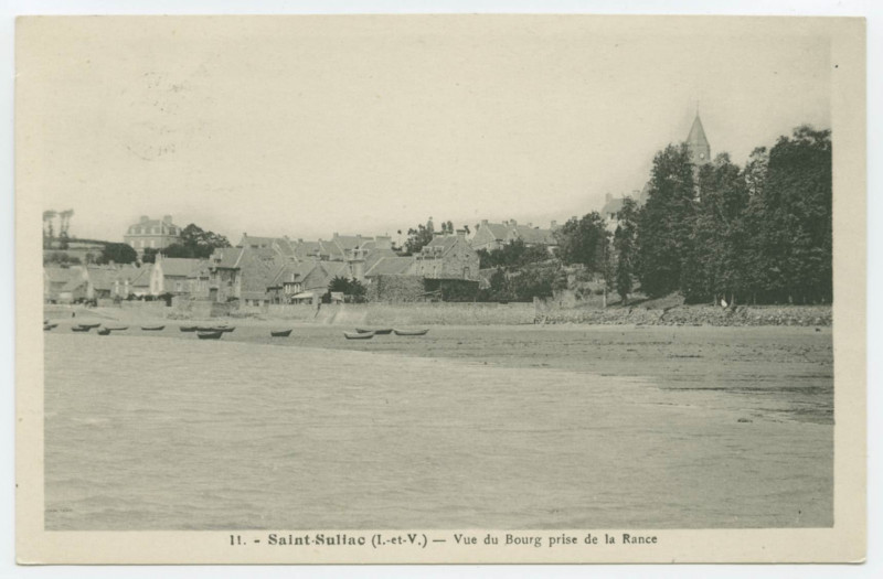Carte postale ancienne 11. - Saint-Suliac (I.-et-V.) - Vue du Bourg prise de la Rance.