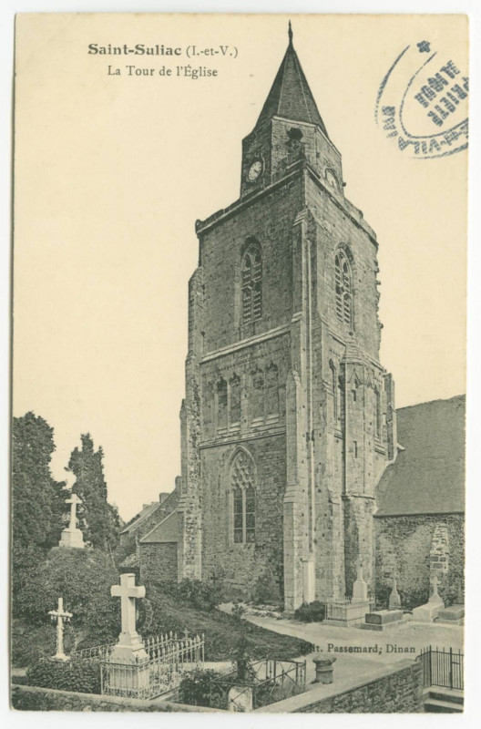 Carte postale ancienne Saint-Suliac (I.-et-V.) La Tour de l''Eglise