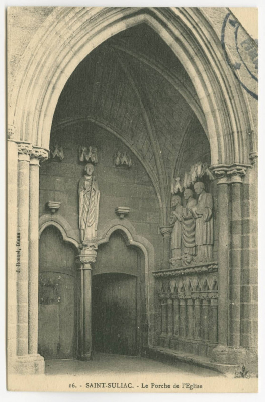 Carte postale ancienne 16. - Saint-Suliac. - Le Porche de l'Eglise.