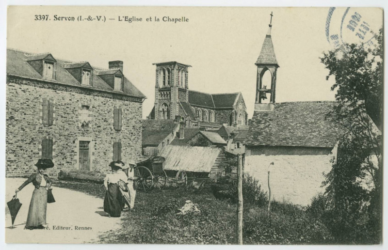 Carte postale ancienne 3397. Servon (I.-&-V.) - L'Eglise et la Chapelle