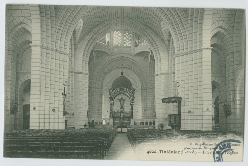 Carte postale ancienne 4020. Tinteniac (I.-et-V.) - Intérieur de l'Eglise