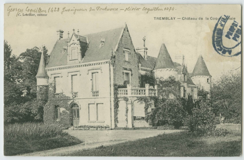 Carte postale ancienne Tremblay - Château de la Coquillonnaie.