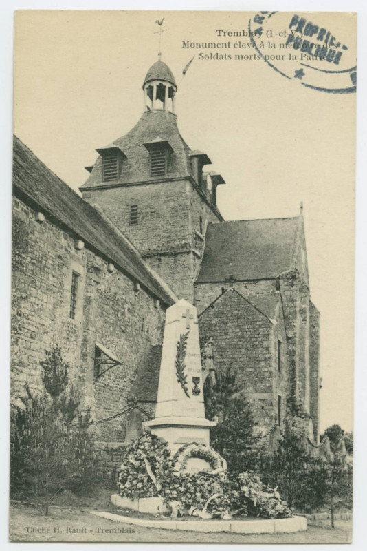 Carte postale ancienne Tremblay (I.-et-V.) - Monument élevé à la mémoire des Soldats morts pour la Patrie.