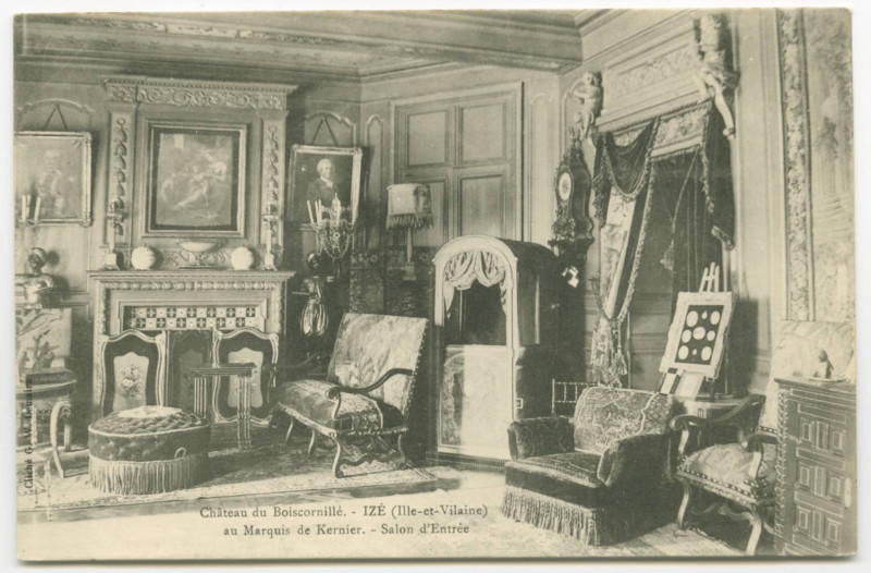 Carte postale ancienne Château du Boiscornillé. - Ize (Ille-et-Vilaine) au Marquis de Kernier. - Salon d'Entrée.