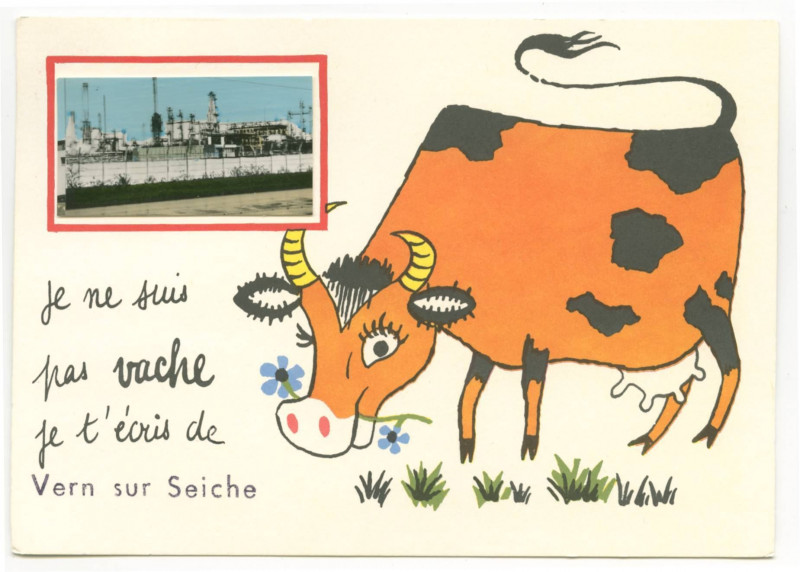 Carte postale ancienne Je Ne Suis Pas Vache Je T'Ecris De Vern-Sur-Seiche
