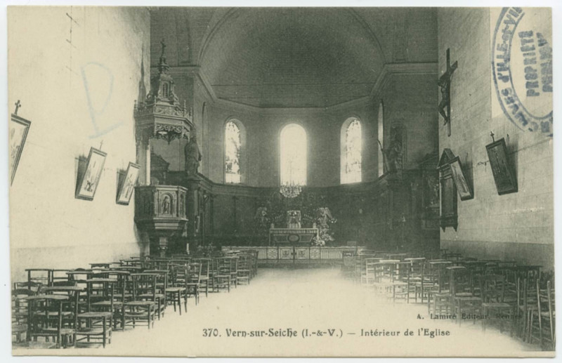 Carte postale ancienne 370. - Vern-Sur-Seiche (I.-et-V.) - Intérieur de l'Eglise.
