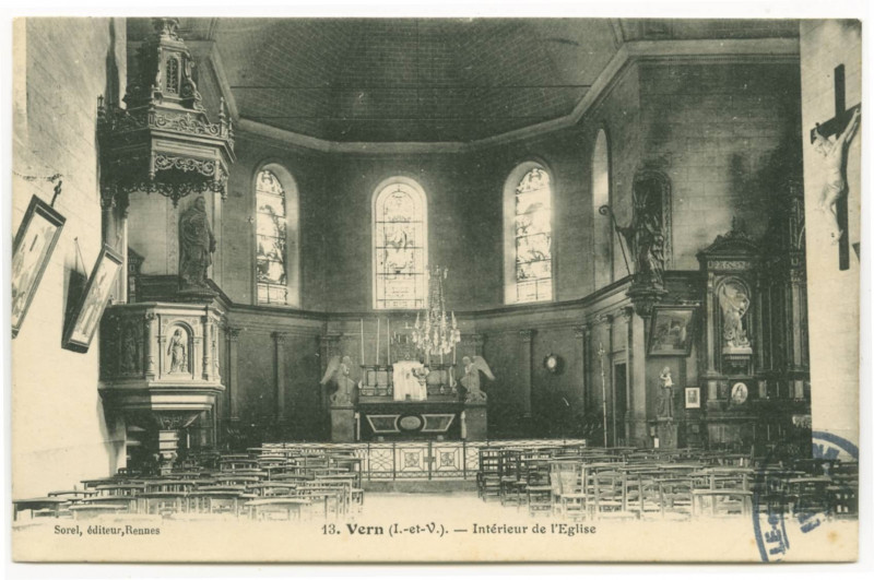 Carte postale ancienne 13. Vern (I.-et-V.) - Intérieur de l'Eglise