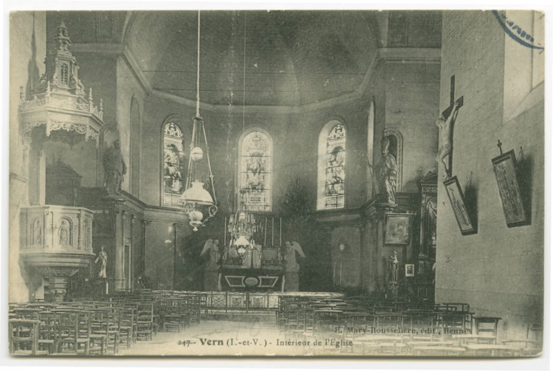Carte postale ancienne 247. Vern (I.-et-V.) - Intérieur de l'Eglise