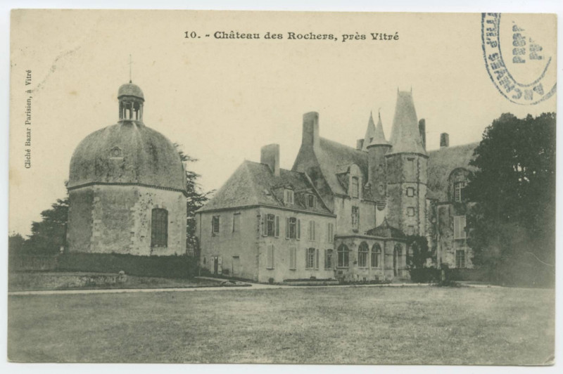 Carte postale ancienne 10.-  château des Rochers, près Vitré.