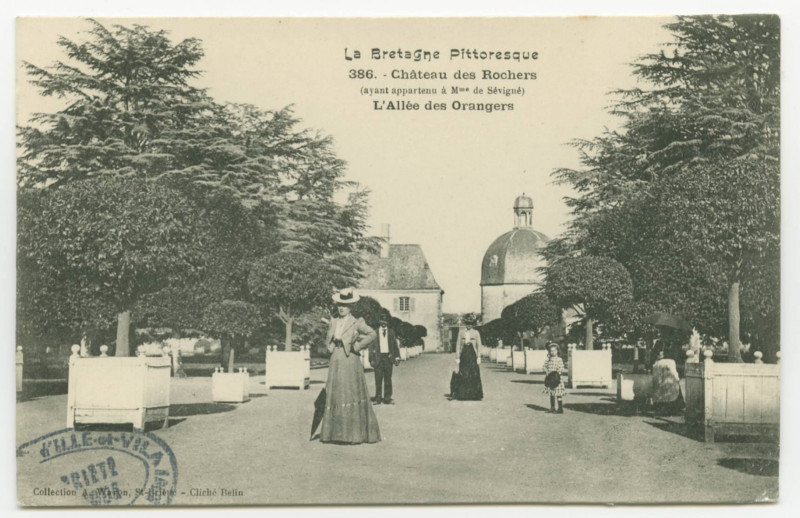 Carte postale ancienne 386.-  Château des Rochers (ayant appartenu à Mme de Sévigné) - L'allée des orangers