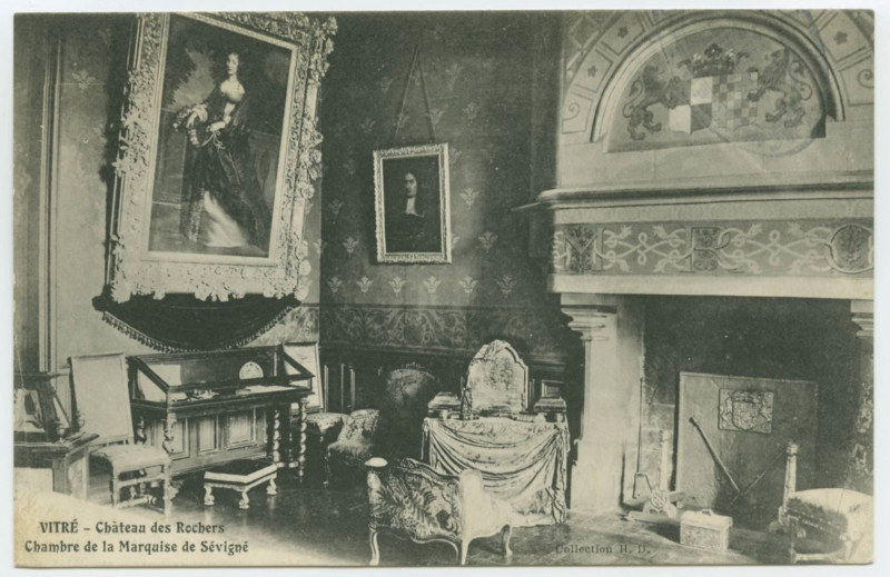 Carte postale ancienne Vitré.  Château des Rochers - Chambre de la marquise de Sévigné.