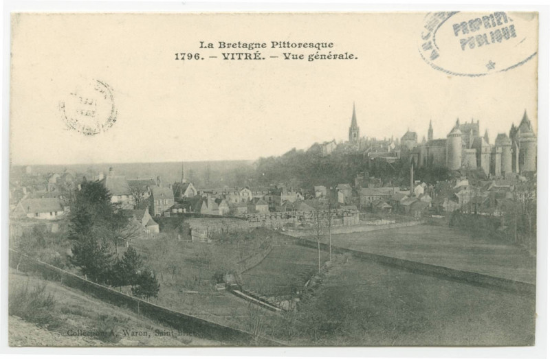 Carte postale ancienne 1796. Vitré - Vue Generale.