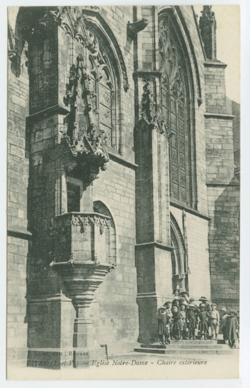 Carte postale ancienne Vitre - Eglise Notre-Dame - La Chaire extérieure
