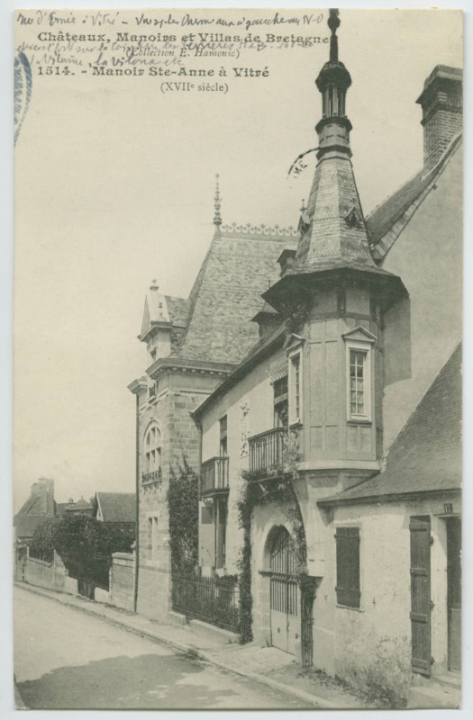 Carte postale ancienne Châteaux, Manoirs et Villas de Bretagne - 1514. - Manoirs Ste-Anne à Vitré (XVIIe siècle)