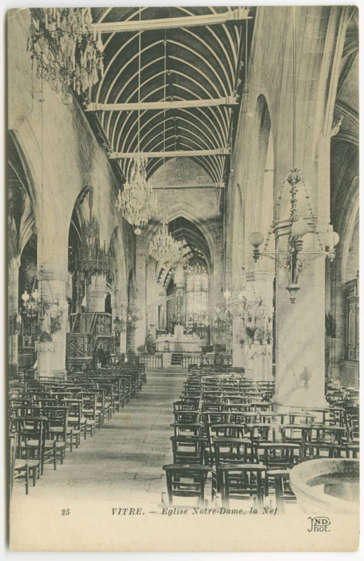 Carte postale ancienne 25. Vitre - Eglise Notre-Dame, la Nef