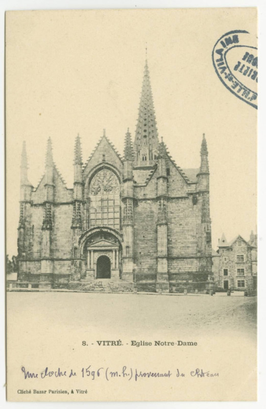 Carte postale ancienne 8. - Vitre - Eglise Notre-Dame.
